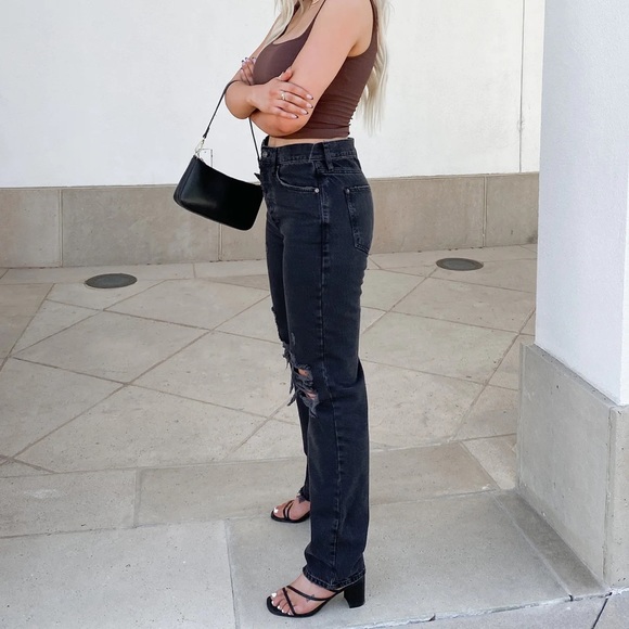 NWT We The Free - Free People - Washed Black Straight Lasso Jeans - Size 24 - Picture 3 of 8